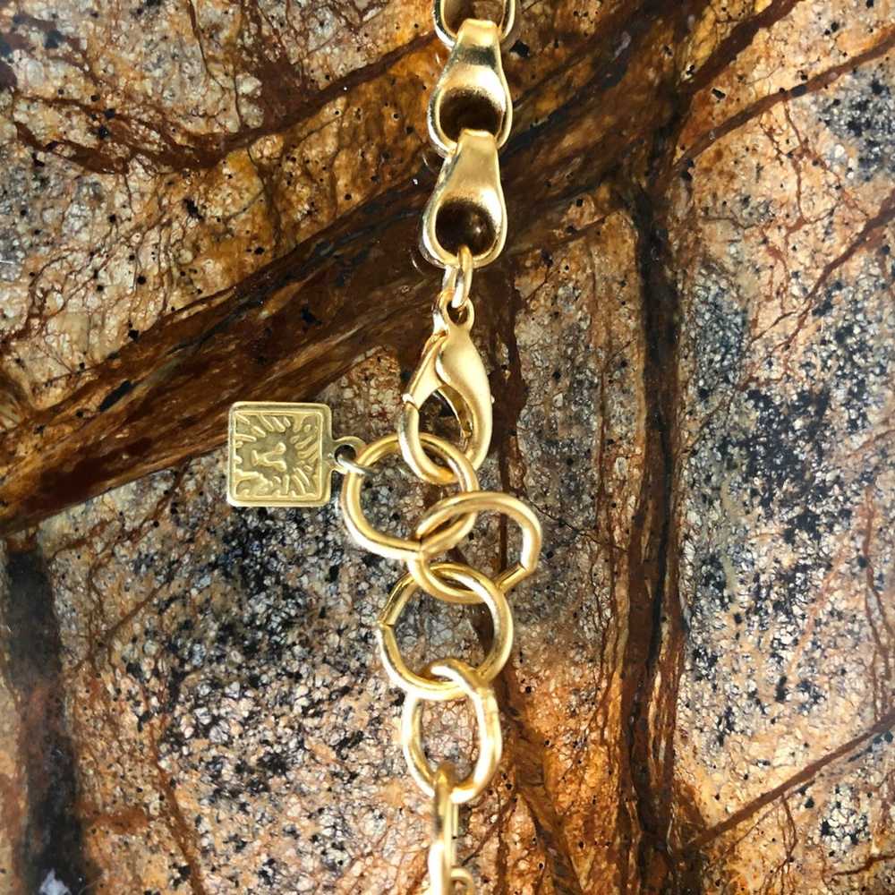 Vintage Anne Klein unique matte gold necklace - image 7
