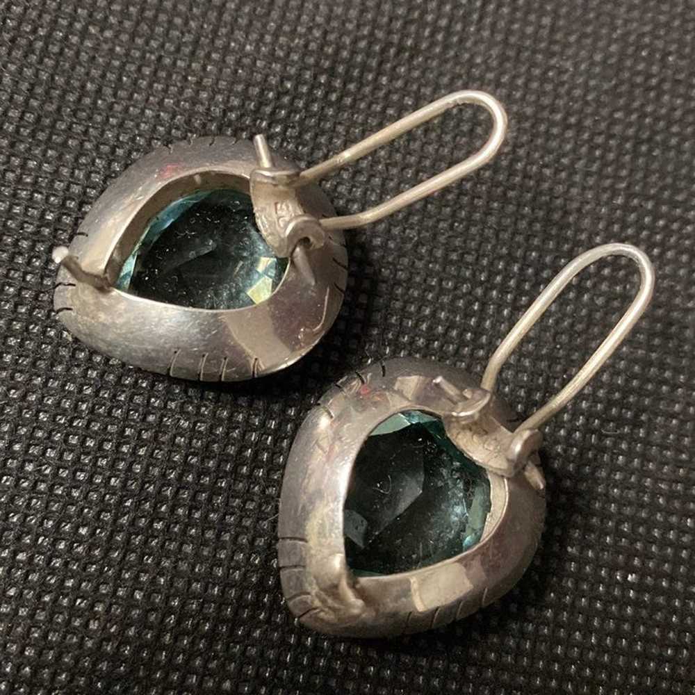 Vintage Sterling 925 silver pierced earrings with… - image 5