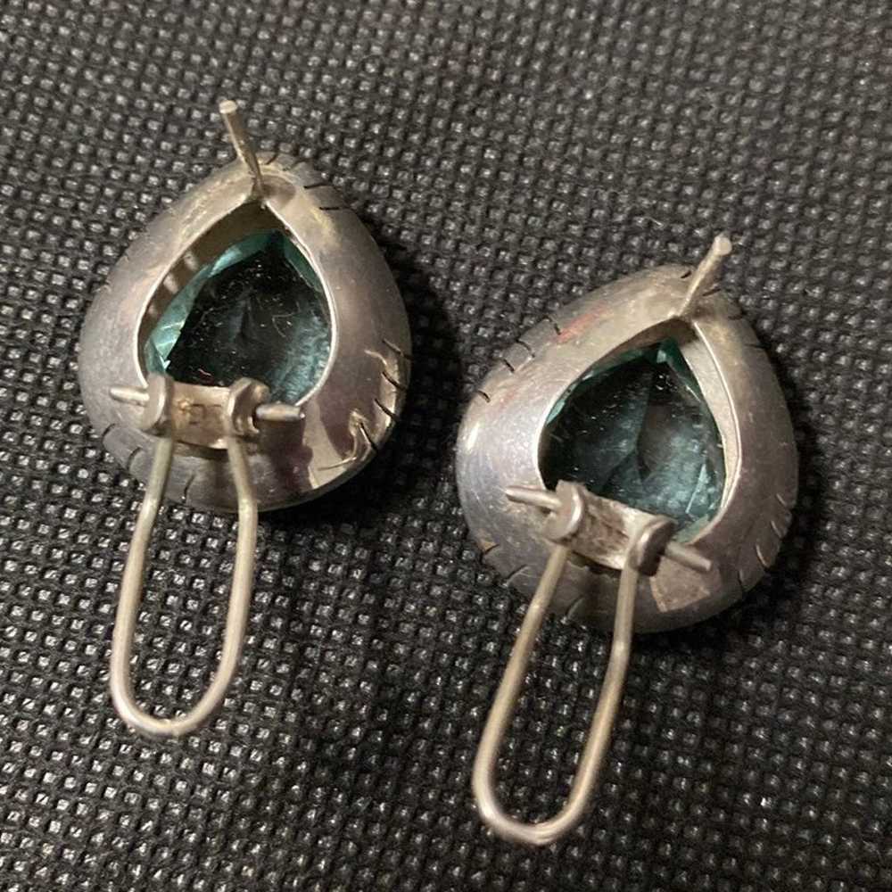 Vintage Sterling 925 silver pierced earrings with… - image 6