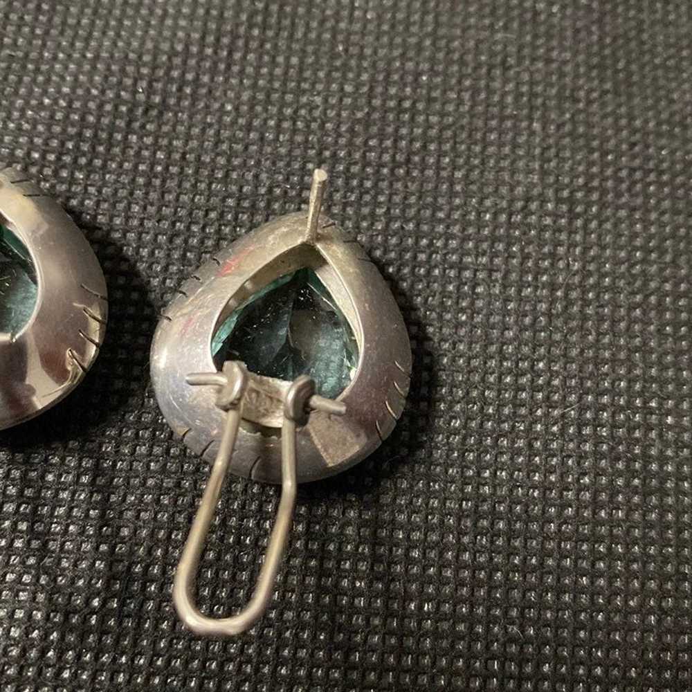 Vintage Sterling 925 silver pierced earrings with… - image 7