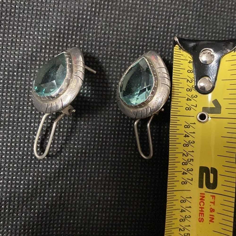 Vintage Sterling 925 silver pierced earrings with… - image 9