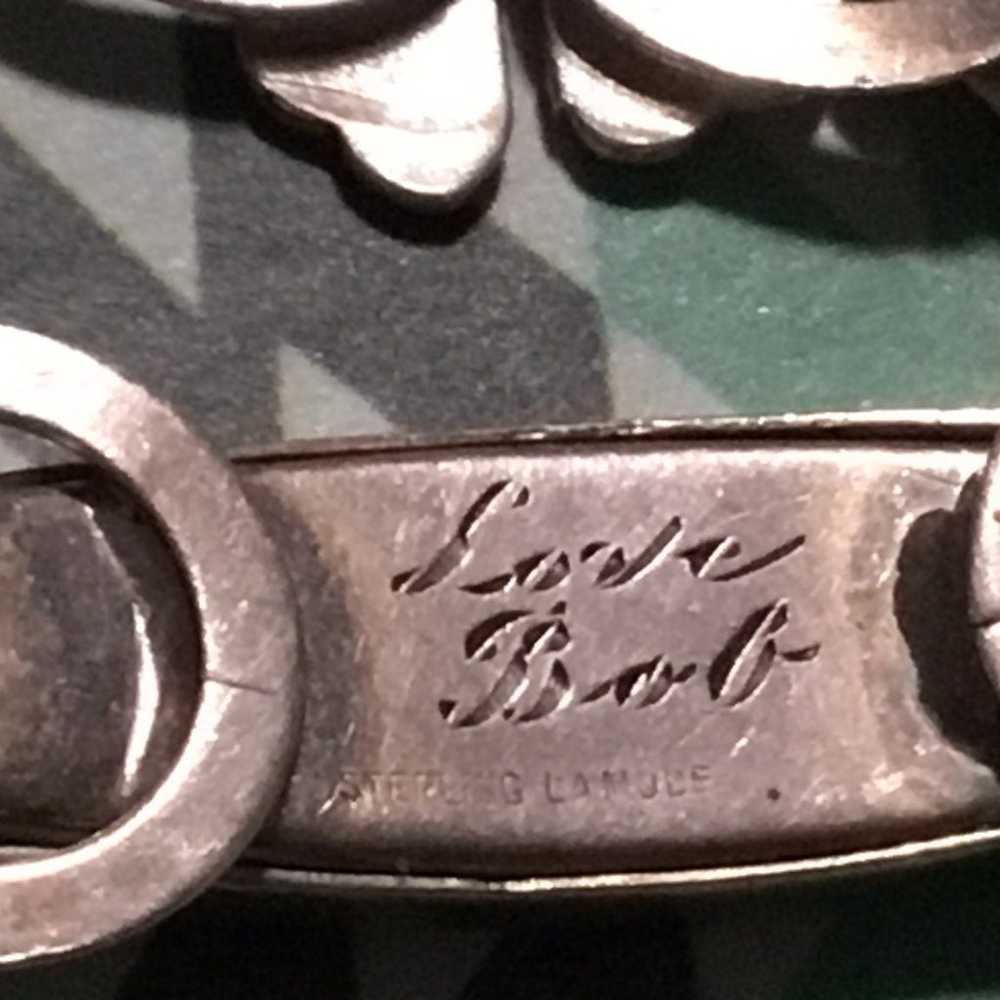 Vintage sterling silver bracelet with 4 leaf clov… - image 4