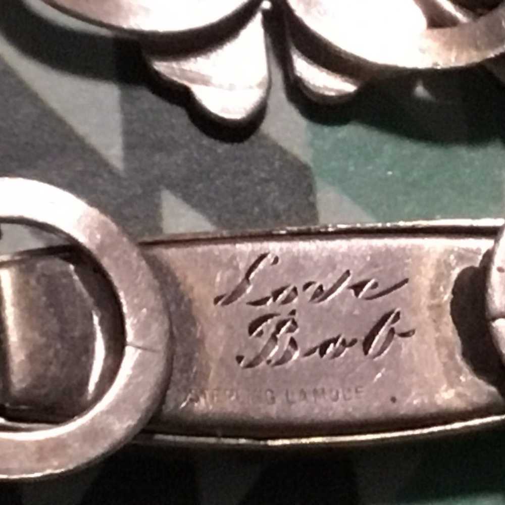 Vintage sterling silver bracelet with 4 leaf clov… - image 7