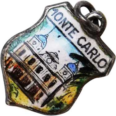 800 Silver & Enamel MONTE CARLO Charm - Souvenir … - image 1