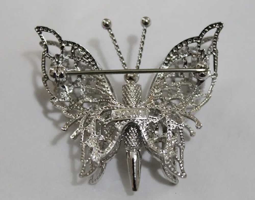 Monet Silver-tone Filigree Butterfly Brooch - image 3