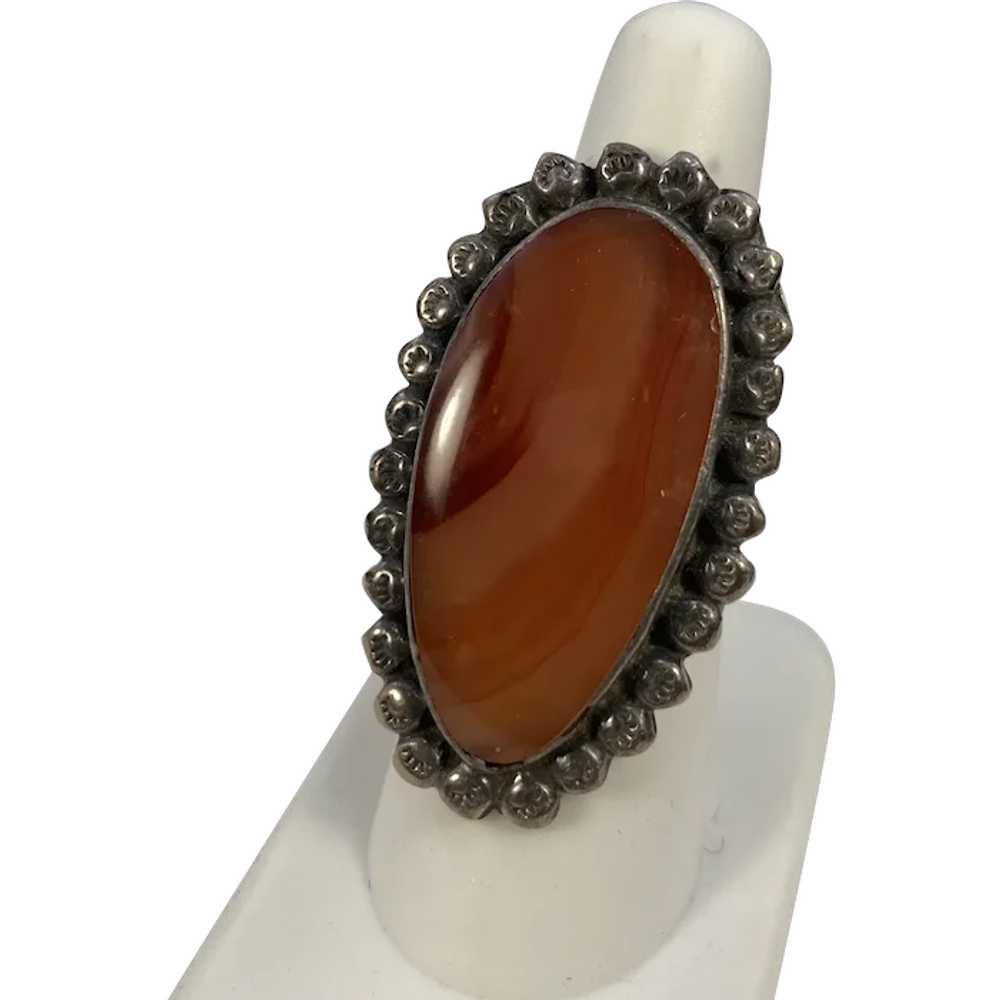 Southwest Sterling Ring with Large Agate - image 1