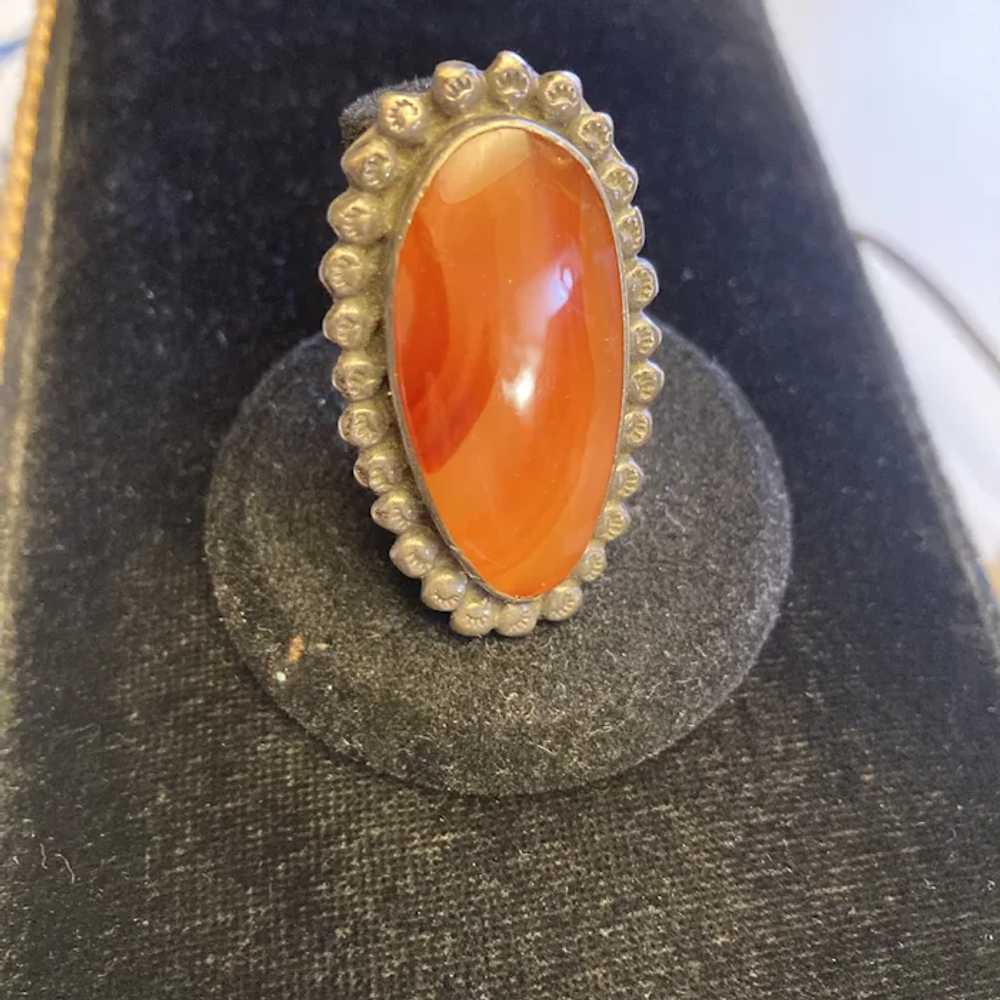 Southwest Sterling Ring with Large Agate - image 2