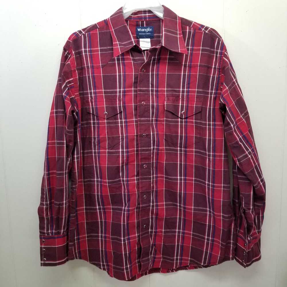 Wrangler Wranglers Red Plaid Pearl Snap L Shirt W… - image 1