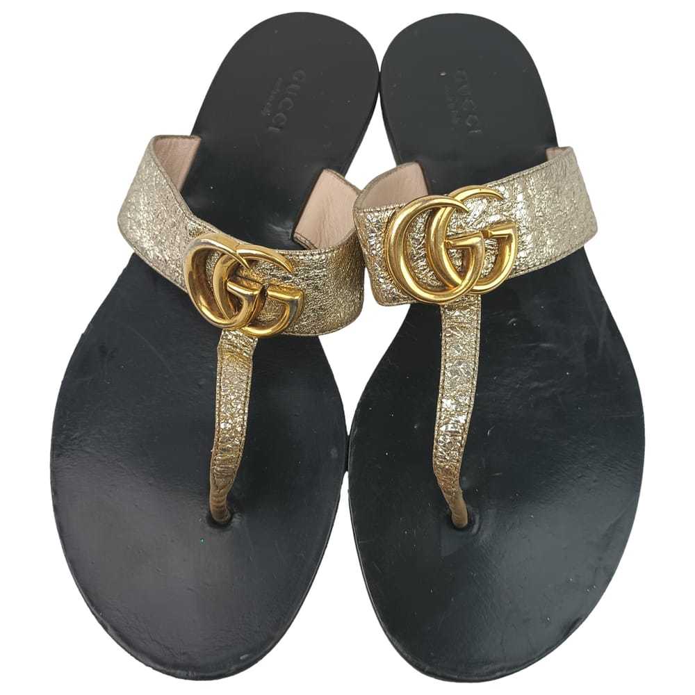 Gucci Double G leather flip flops - image 1