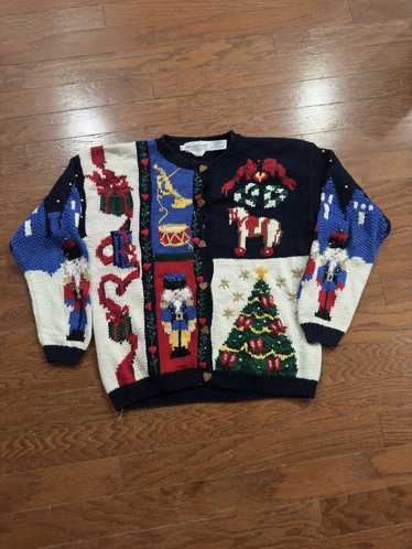 Vintage Christmas hand knitted cardigan Sz l eagle