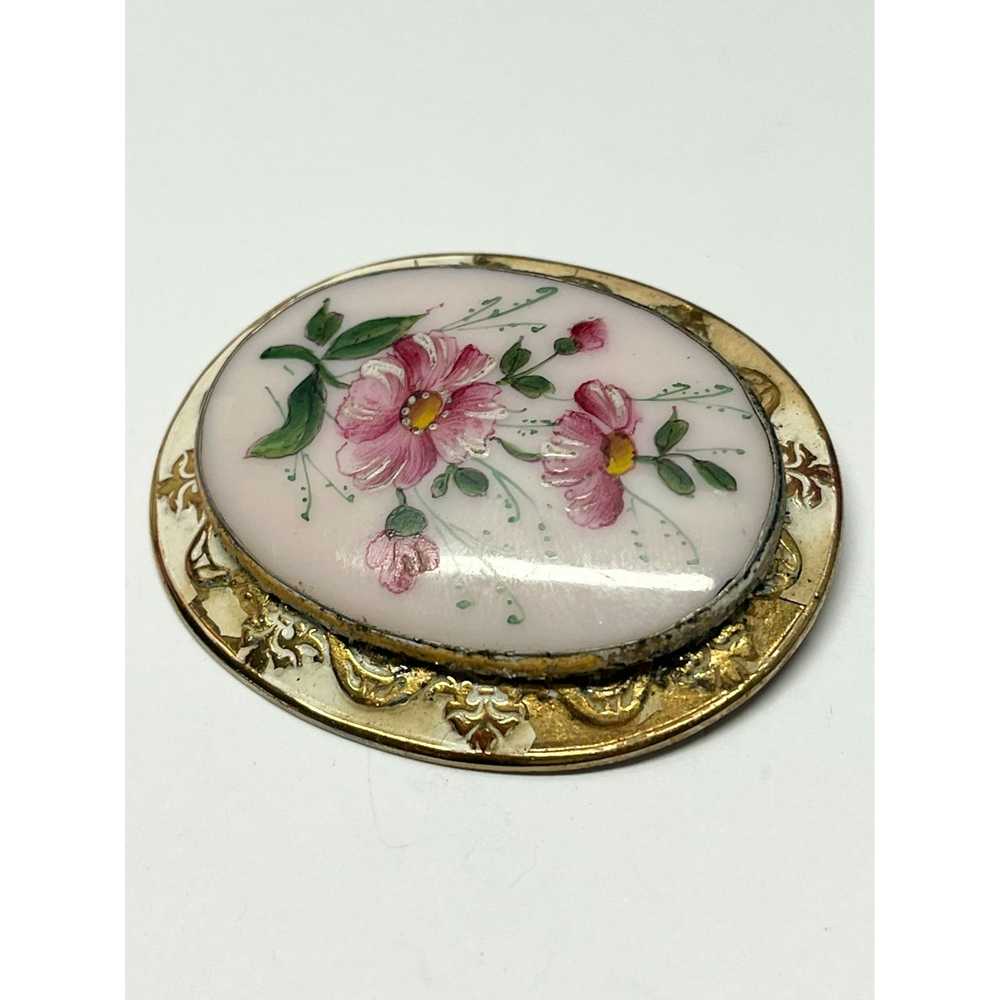 Vintage Vintage estate pink painted porcelain bro… - image 4