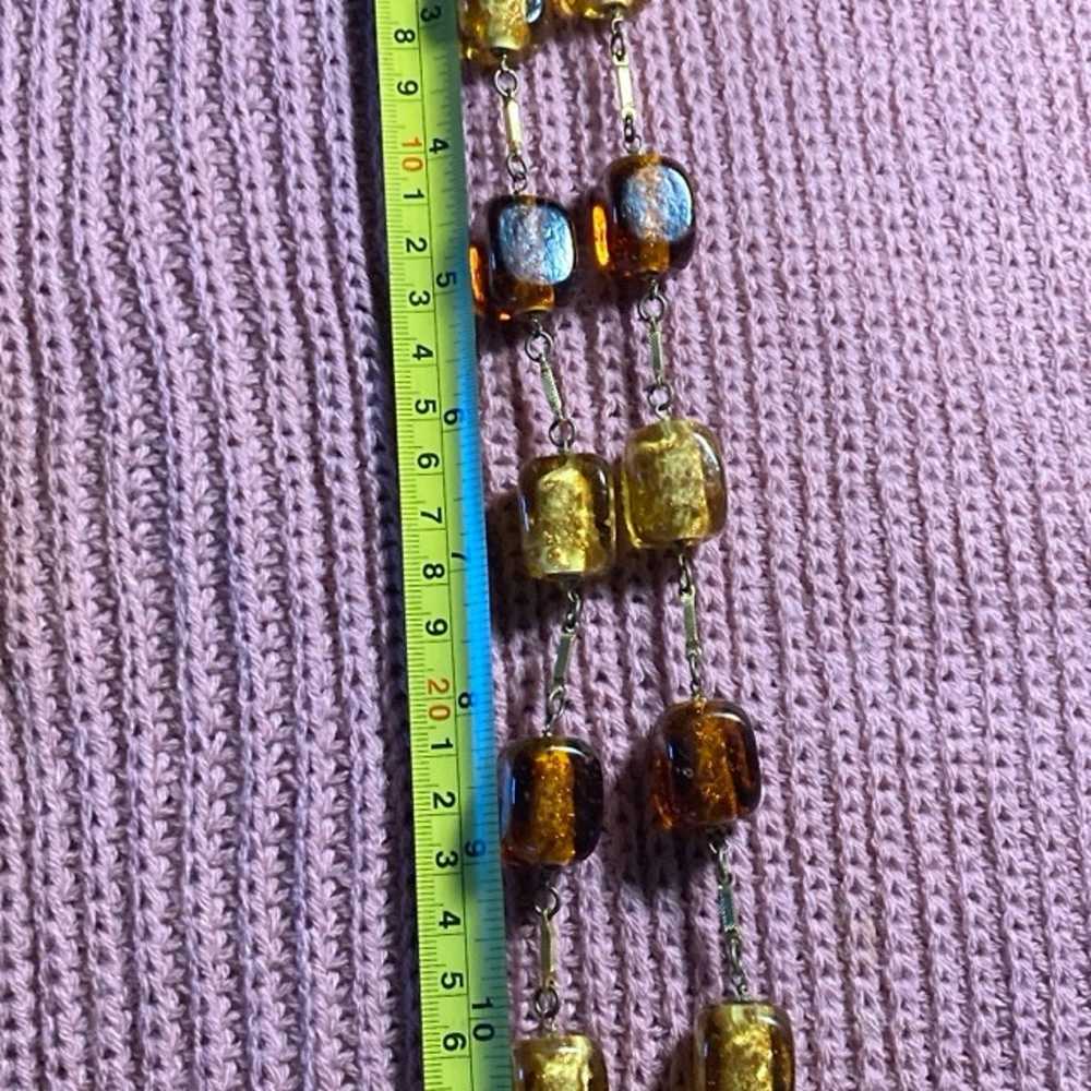 Vintage gold and amber bead necklace - image 5