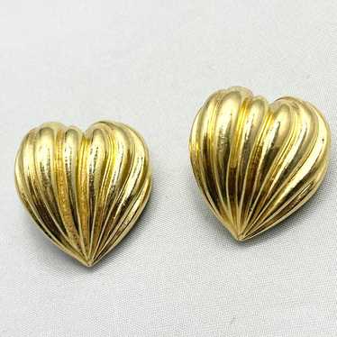 Vintage Avon Gold Tone Heart Earrings - image 1