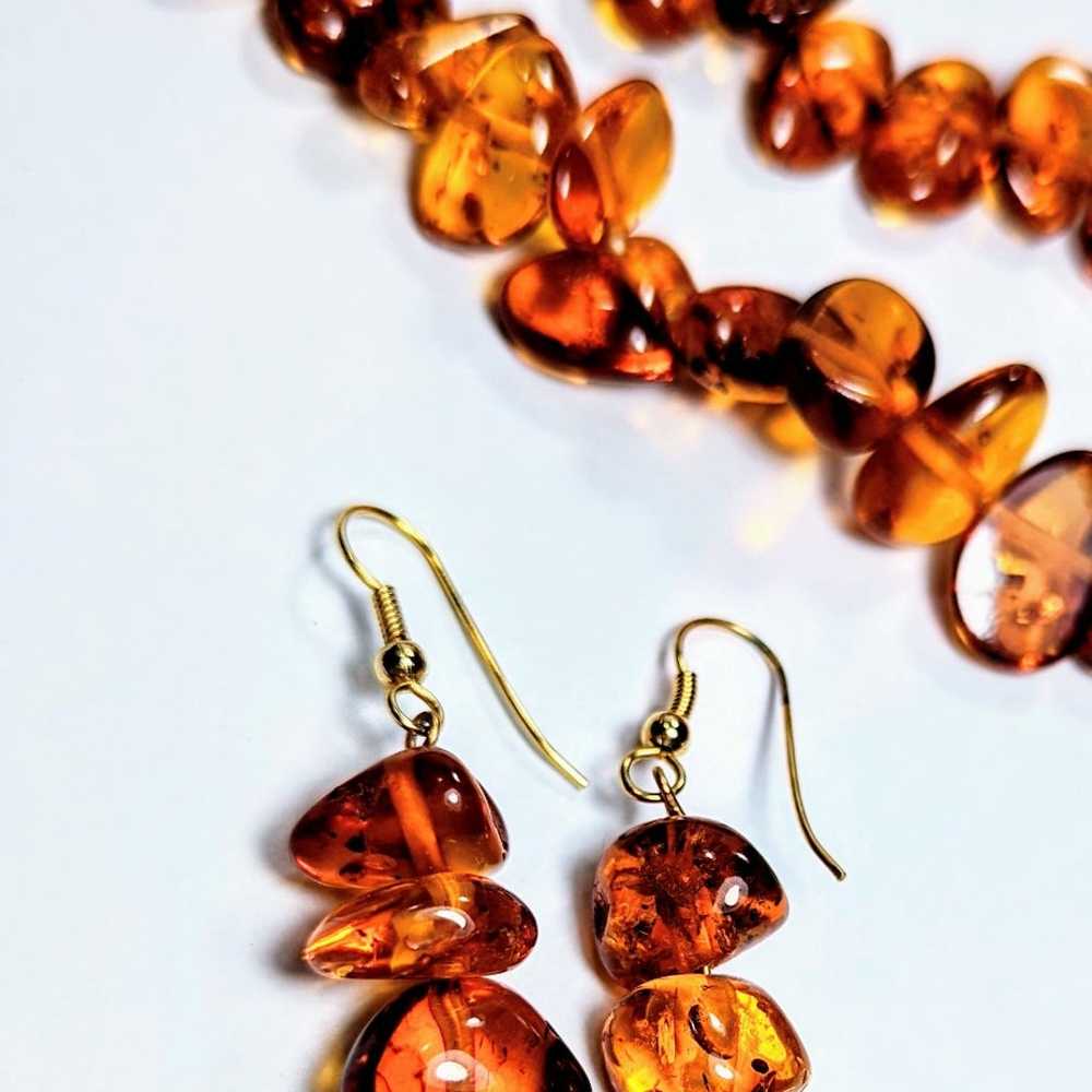 Vintage Baltic Amber Necklace and Earrings Set - image 10