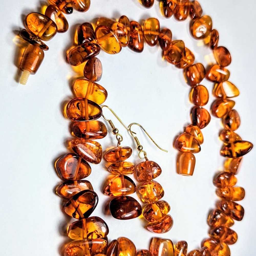 Vintage Baltic Amber Necklace and Earrings Set - image 1
