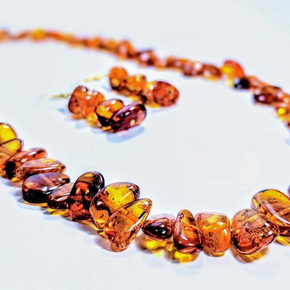 Vintage Baltic Amber Necklace and Earrings Set - image 7