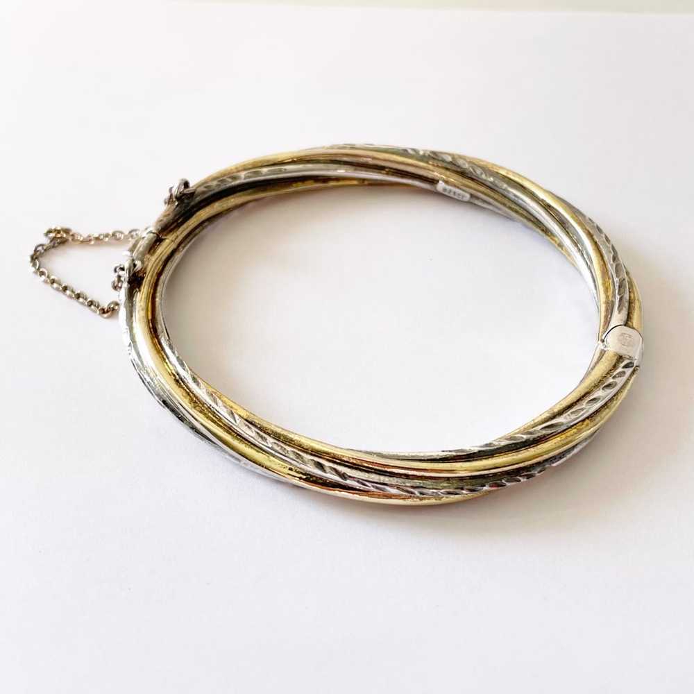 Sterling silver and vermeil hinged bangle bracele… - image 1