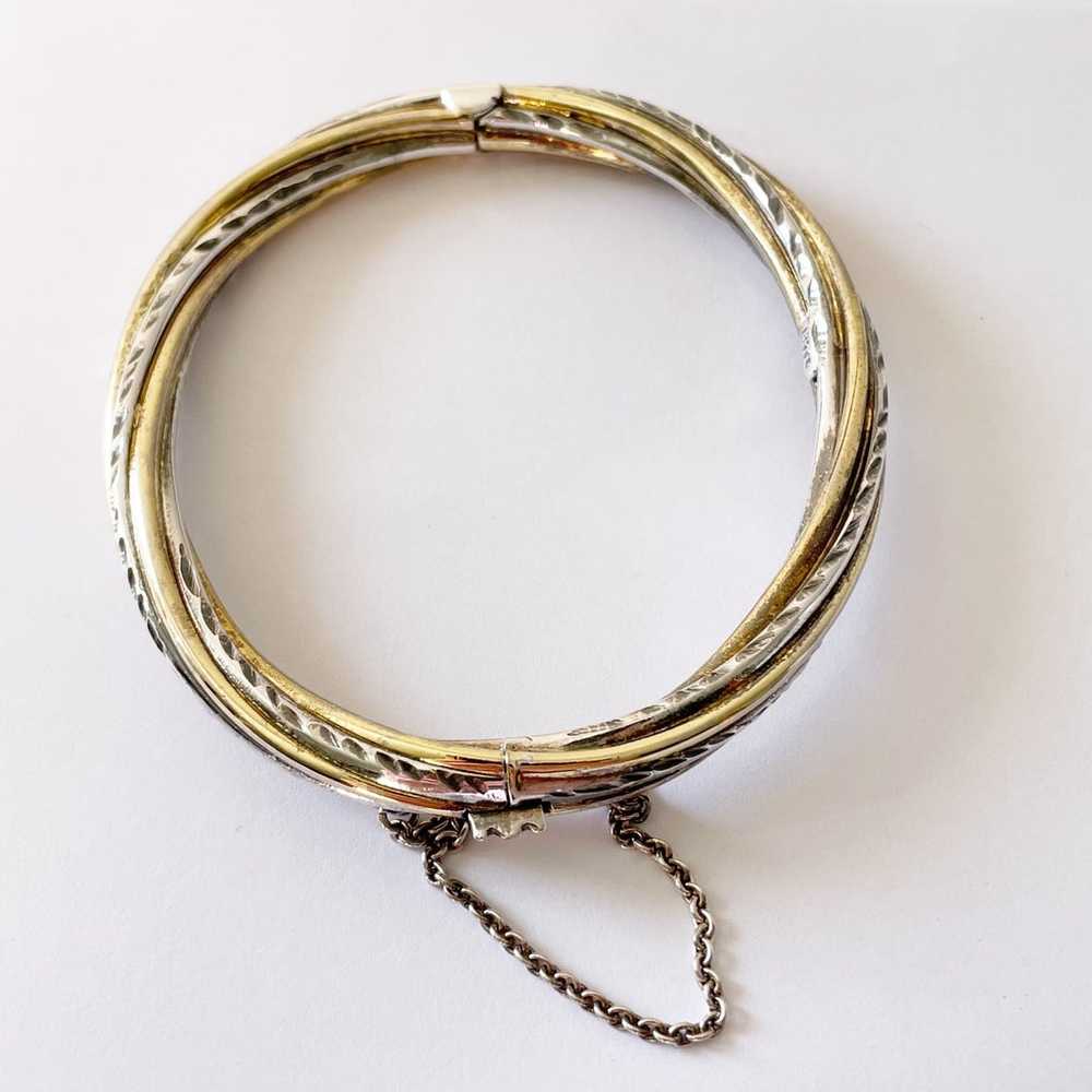 Sterling silver and vermeil hinged bangle bracele… - image 2