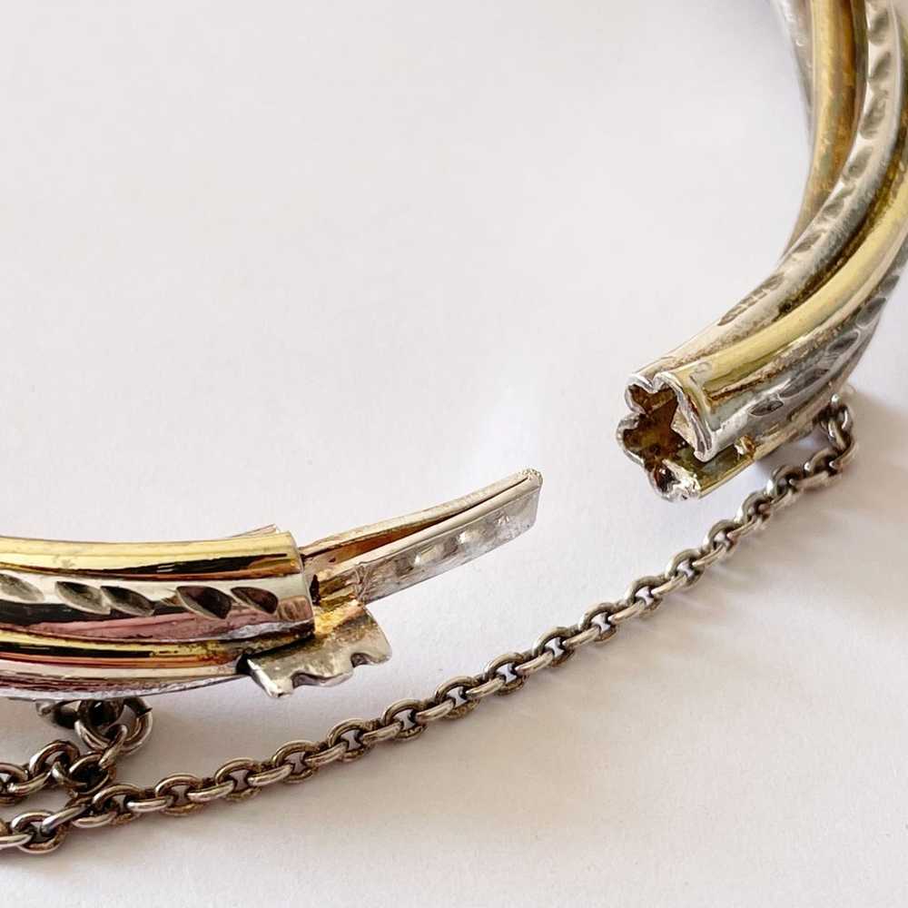 Sterling silver and vermeil hinged bangle bracele… - image 3
