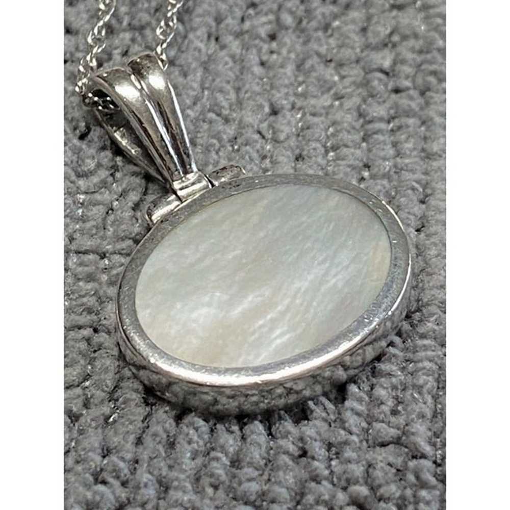 Vintage Sterling Silver Mother of Pearl Pendant 1… - image 1