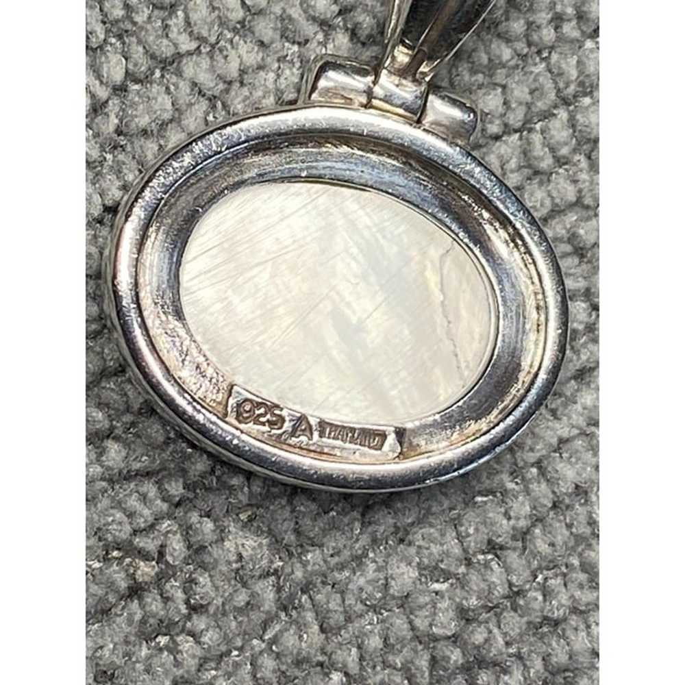 Vintage Sterling Silver Mother of Pearl Pendant 1… - image 3