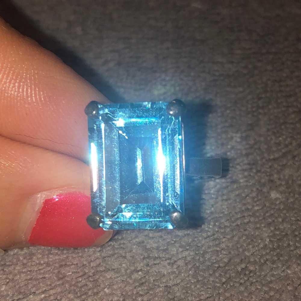 Genuine Sky Blue Topaz and Sterling Ring - image 3