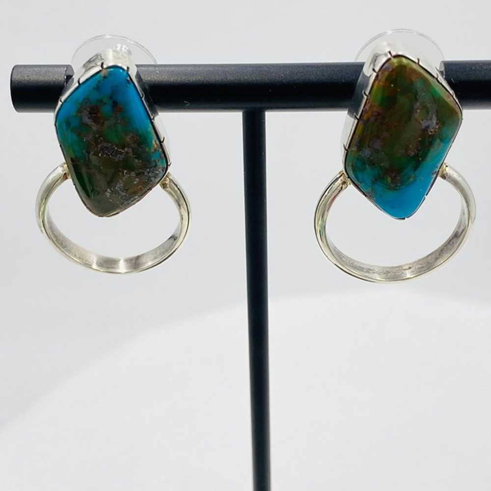 Vintage southwestern style turquoise and sterling… - image 10