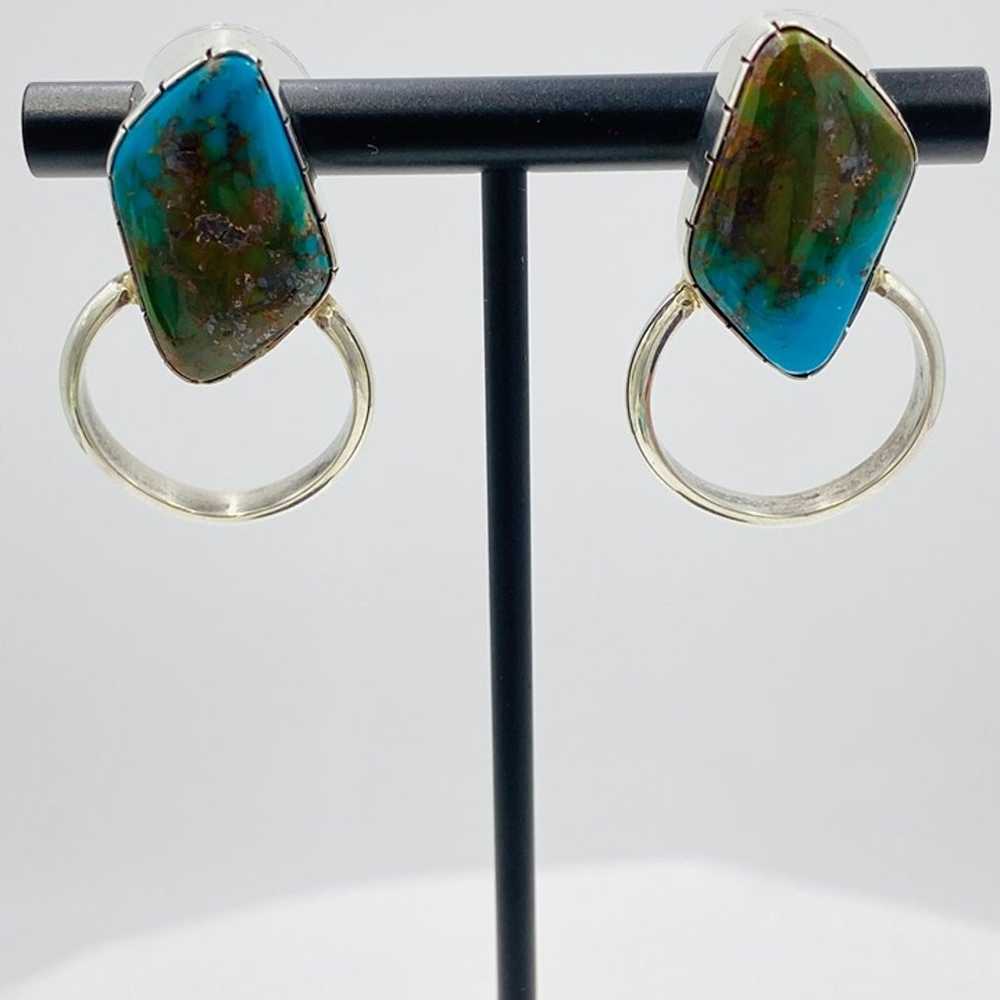 Vintage southwestern style turquoise and sterling… - image 1