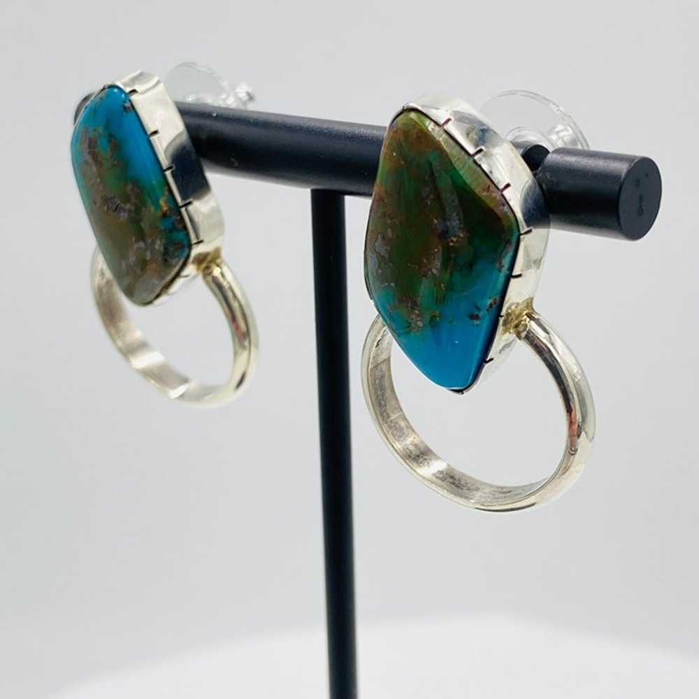 Vintage southwestern style turquoise and sterling… - image 3