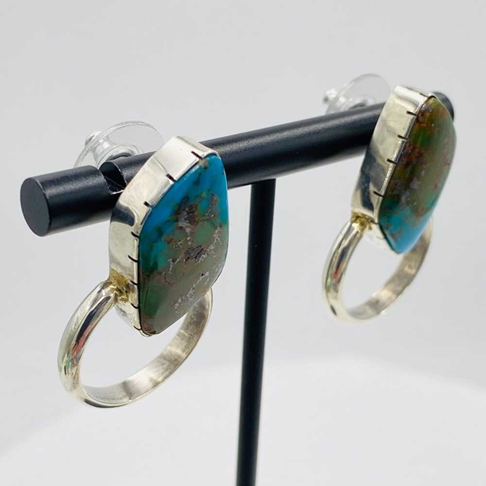 Vintage southwestern style turquoise and sterling… - image 9