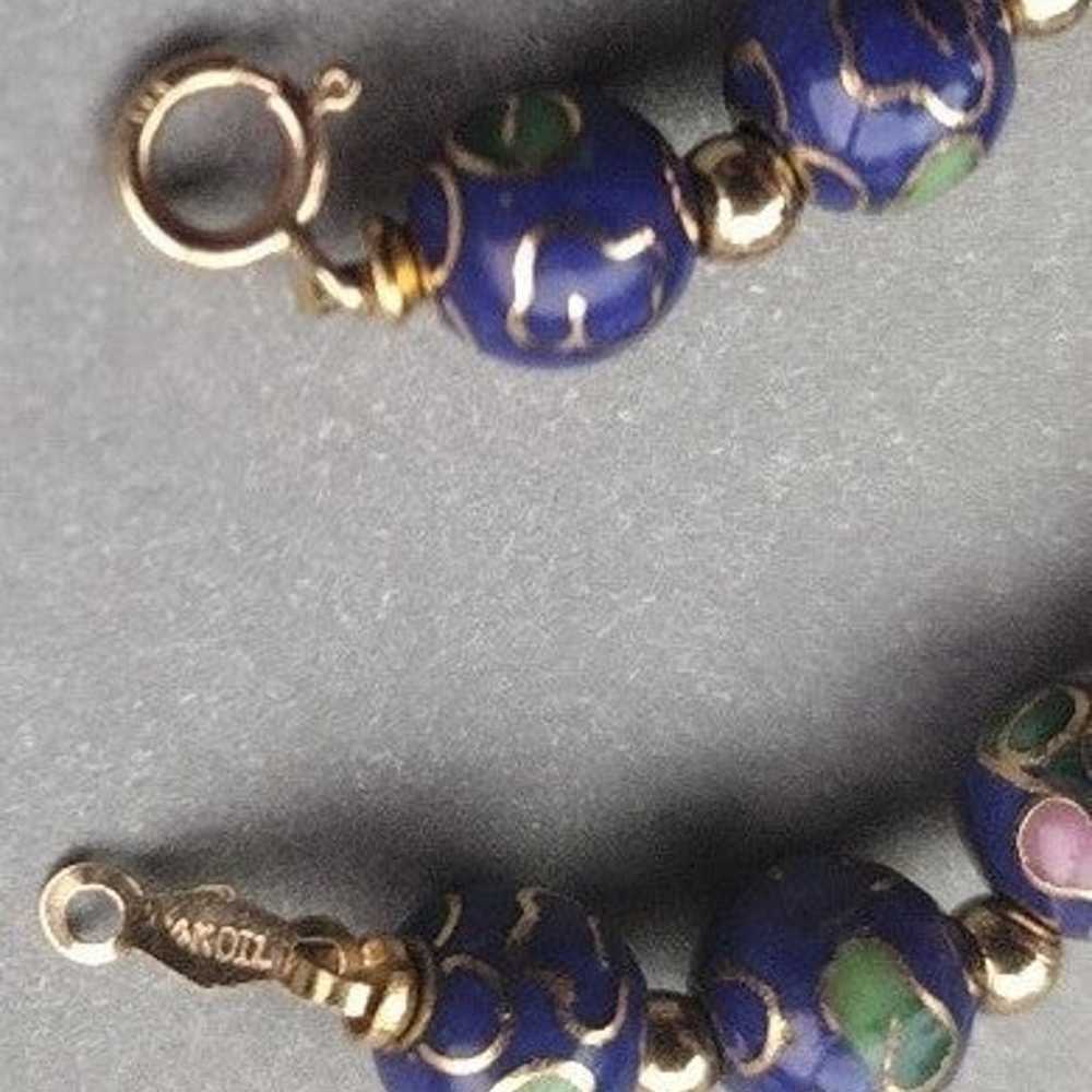 Vintage 14k Yellow Gold , Closinné Beads Bracelet - image 3