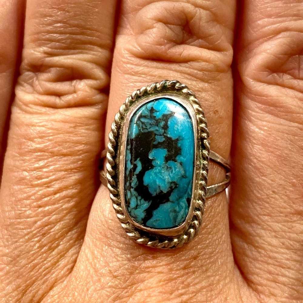 Vintage Native American Old Pawn Turquoise Ring - image 1