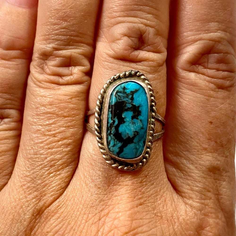 Vintage Native American Old Pawn Turquoise Ring - image 5