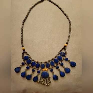 Lapis Lazuli Vintage Afghan neclace - image 1