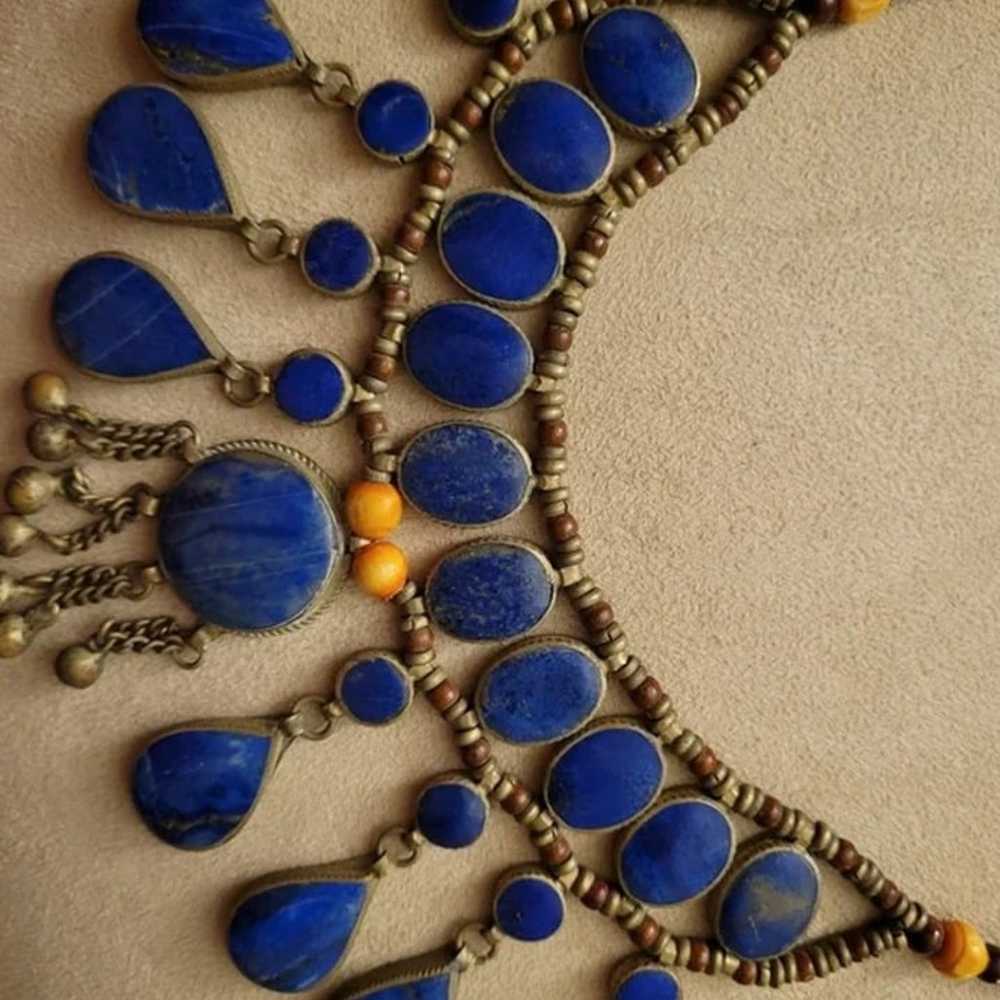 Lapis Lazuli Vintage Afghan neclace - image 2
