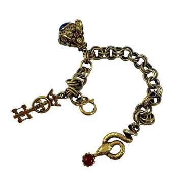 Etruscan Charm Bracelet Chunky Vintage Chatelaine 
