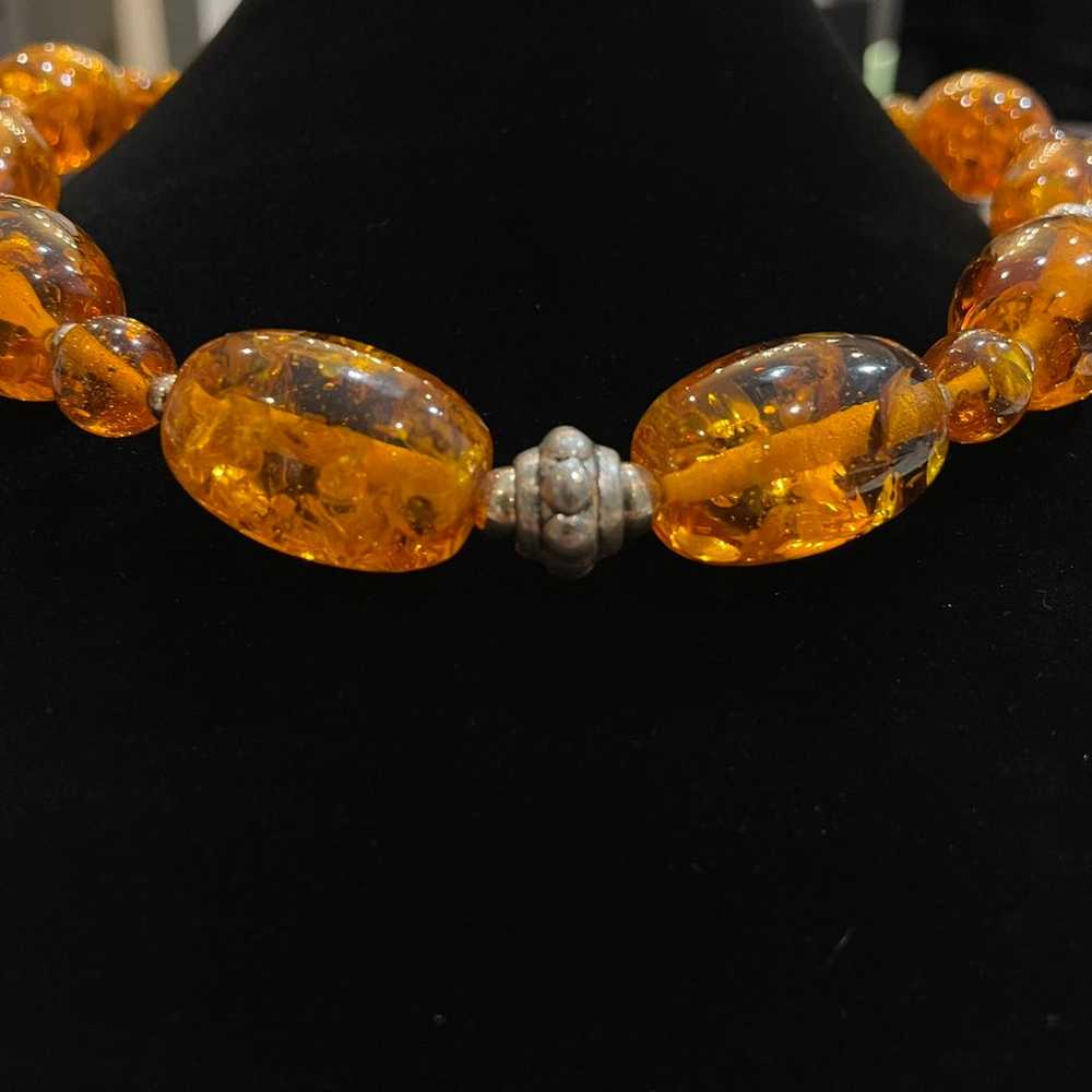 Vintage 925 sterling Baltic Amber necklace - image 2