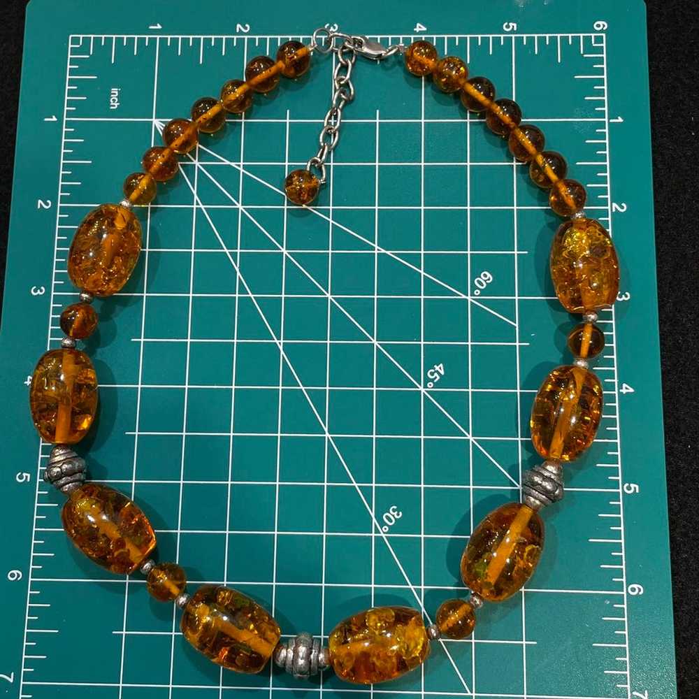 Vintage 925 sterling Baltic Amber necklace - image 4