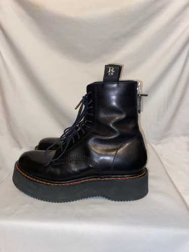 R13 R13 | Black Stack Platform Lace-Up Boots