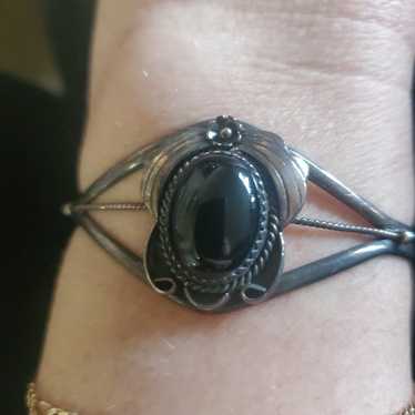.925 silver black onyx vintage bracelet - image 1