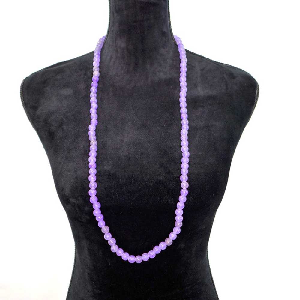 Vintage Carved Purple Quartzite Opera Necklace 36… - image 3