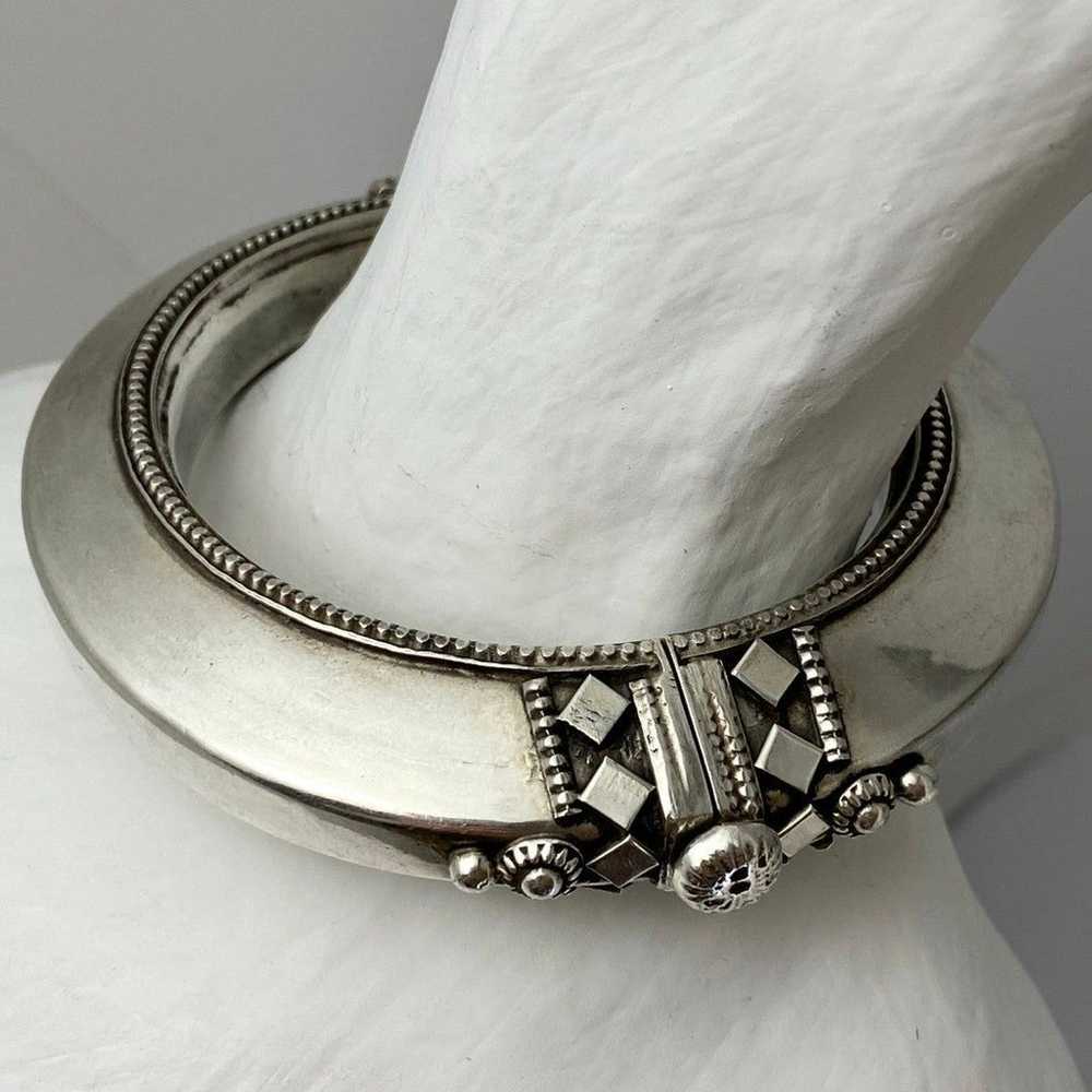 Antique Rajasthani Silver Decorative Bangle Bracelet - Gem