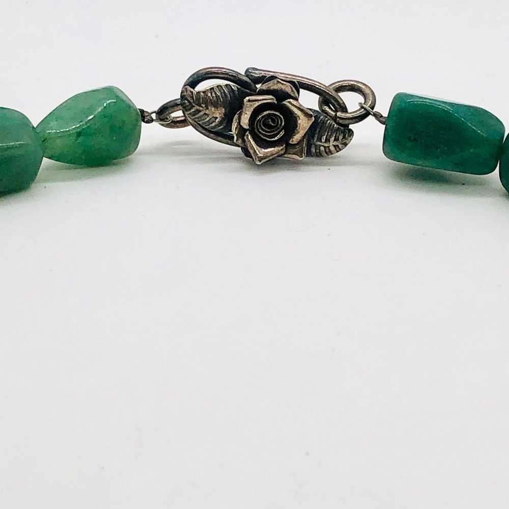 Vintage Tumbled Green Stone Necklace - image 11