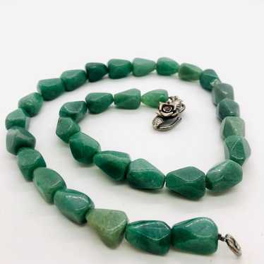 Vintage Tumbled Green Stone Necklace - image 1