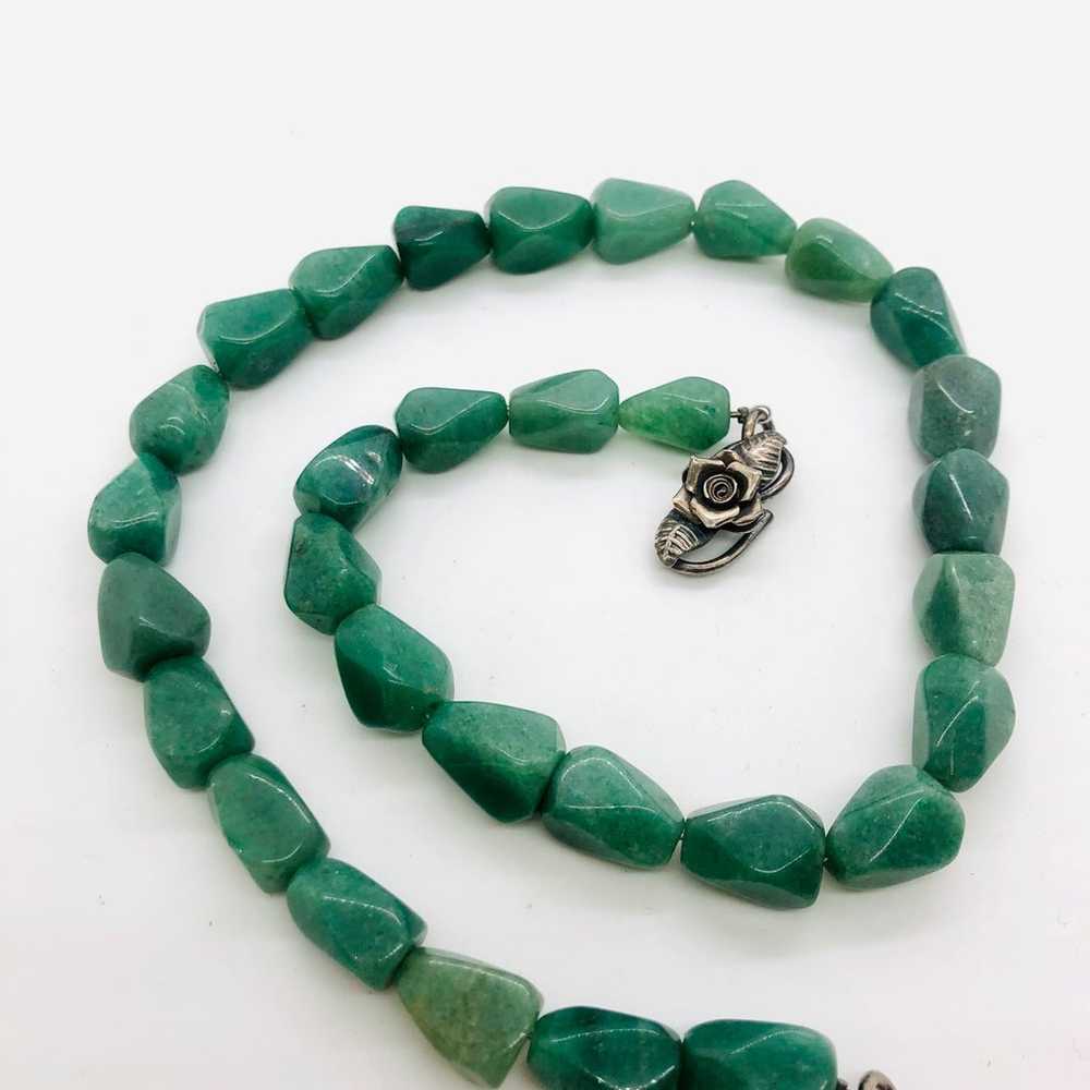 Vintage Tumbled Green Stone Necklace - image 7