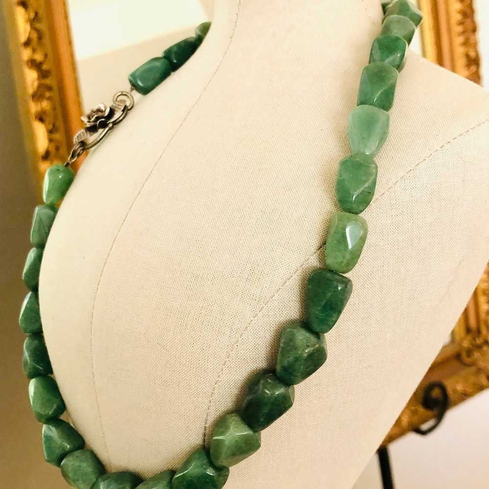 Vintage Tumbled Green Stone Necklace - image 8