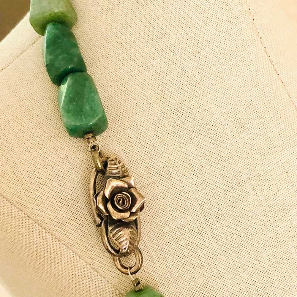 Vintage Tumbled Green Stone Necklace - image 9