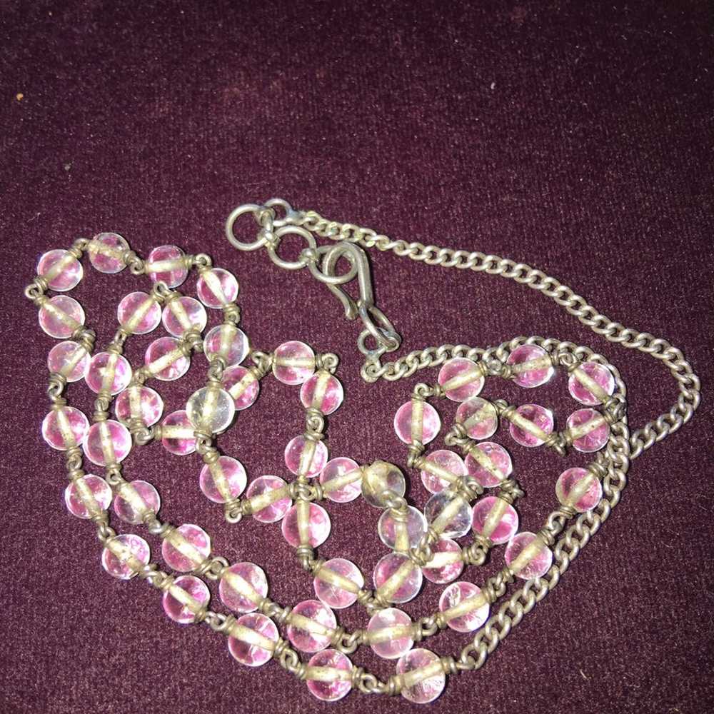 Vintage Crystal Silver Handmade Necklace - image 1