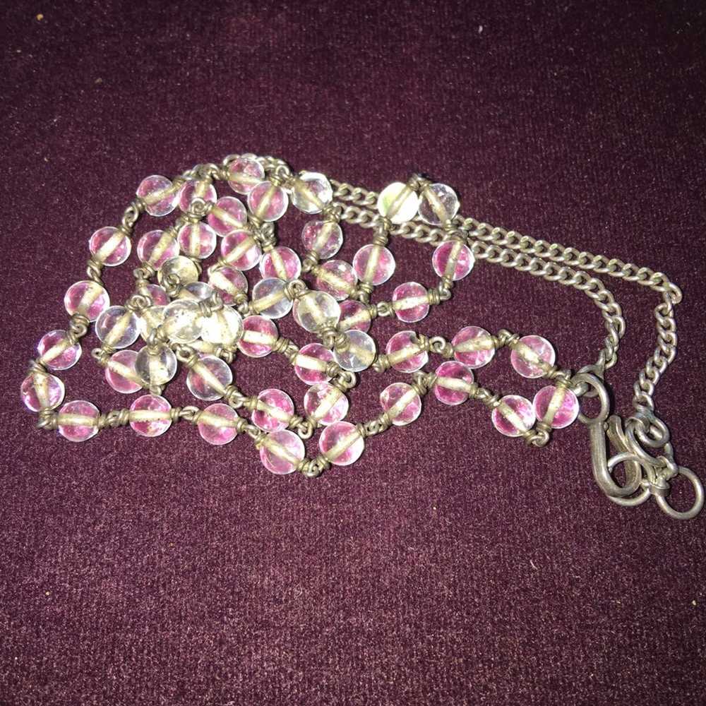 Vintage Crystal Silver Handmade Necklace - image 2
