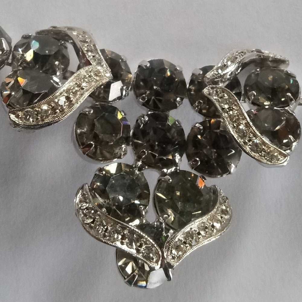 Weiss Black Diamond Crystal 50's Necklace Earring… - image 3